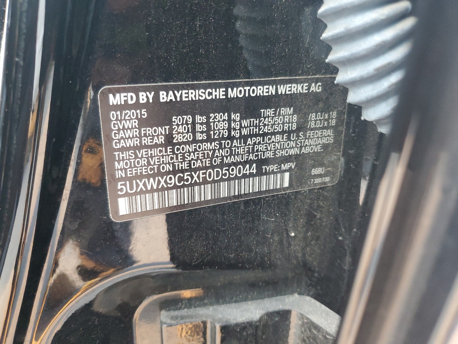 5UXWX9C5XF0D59044 2015 BMW X3 xDrive28I