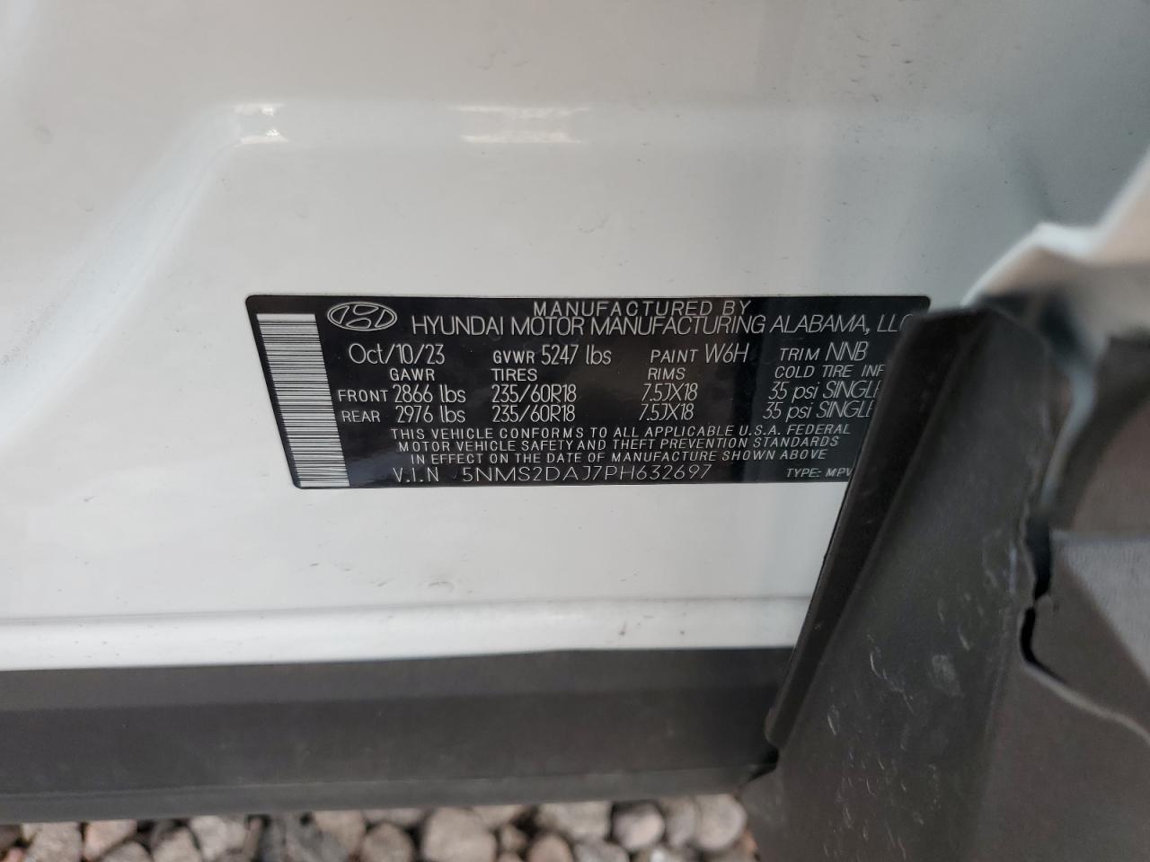 5NMS2DAJ7PH632697 2023 Hyundai Santa Fe Sel