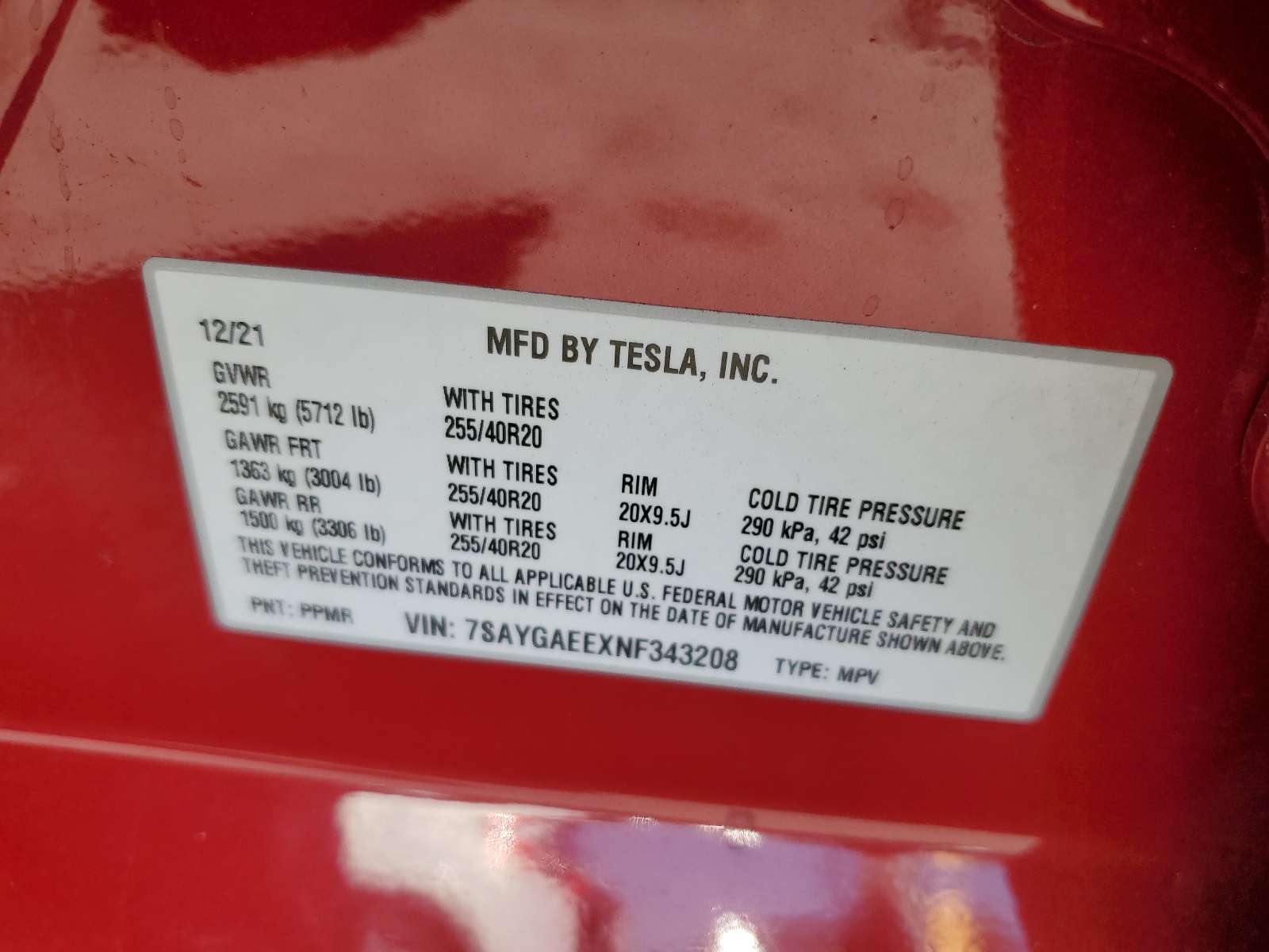 7SAYGAEEXNF343208 2022 Tesla Model Y