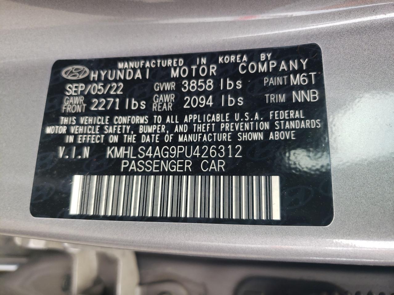 KMHLS4AG9PU426312 2023 Hyundai Elantra Sel