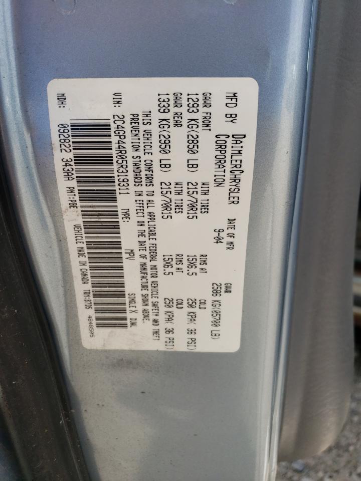 2005 Chrysler Town & Country Lx VIN: 2C4GP44R05R319311 Lot: 65891844