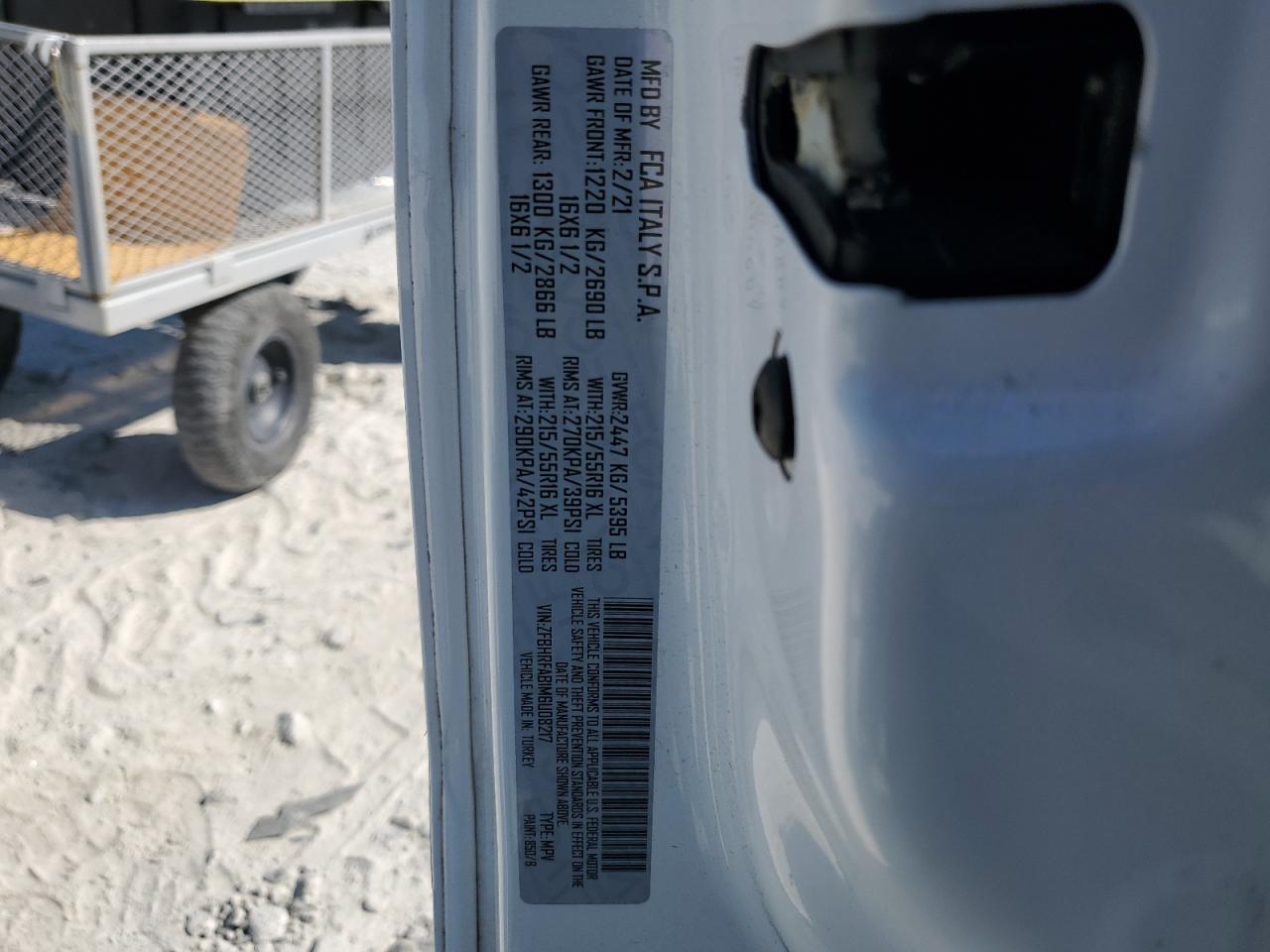 2021 Ram Promaster City VIN: ZFBHRFAB1M6U08217 Lot: 68453244