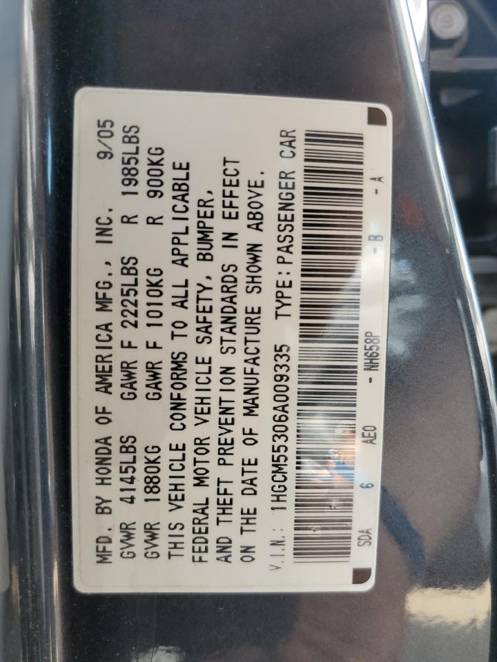 2006 Honda Accord Se VIN: 1HGCM55306A009335 Lot: 67279264