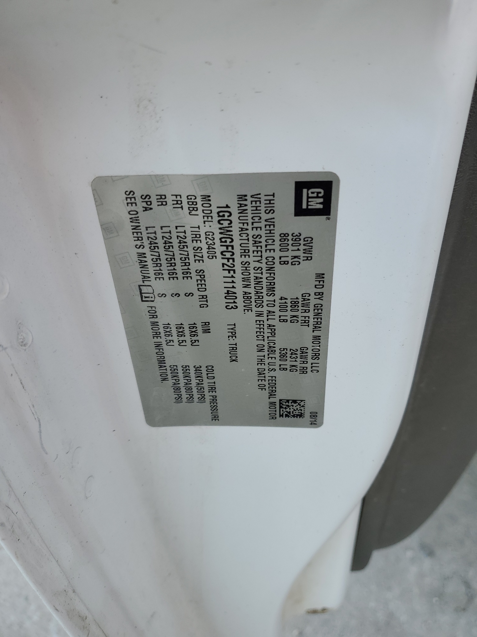 1GCWGFCF2F1114013 2015 Chevrolet Express G2500