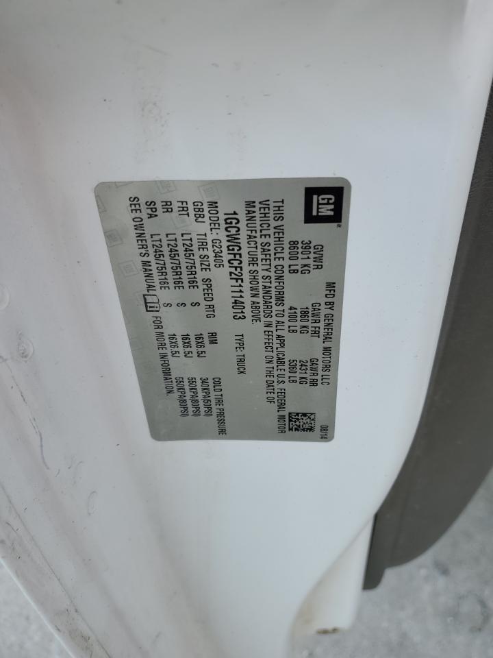 2015 Chevrolet Express G2500 VIN: 1GCWGFCF2F1114013 Lot: 68719664