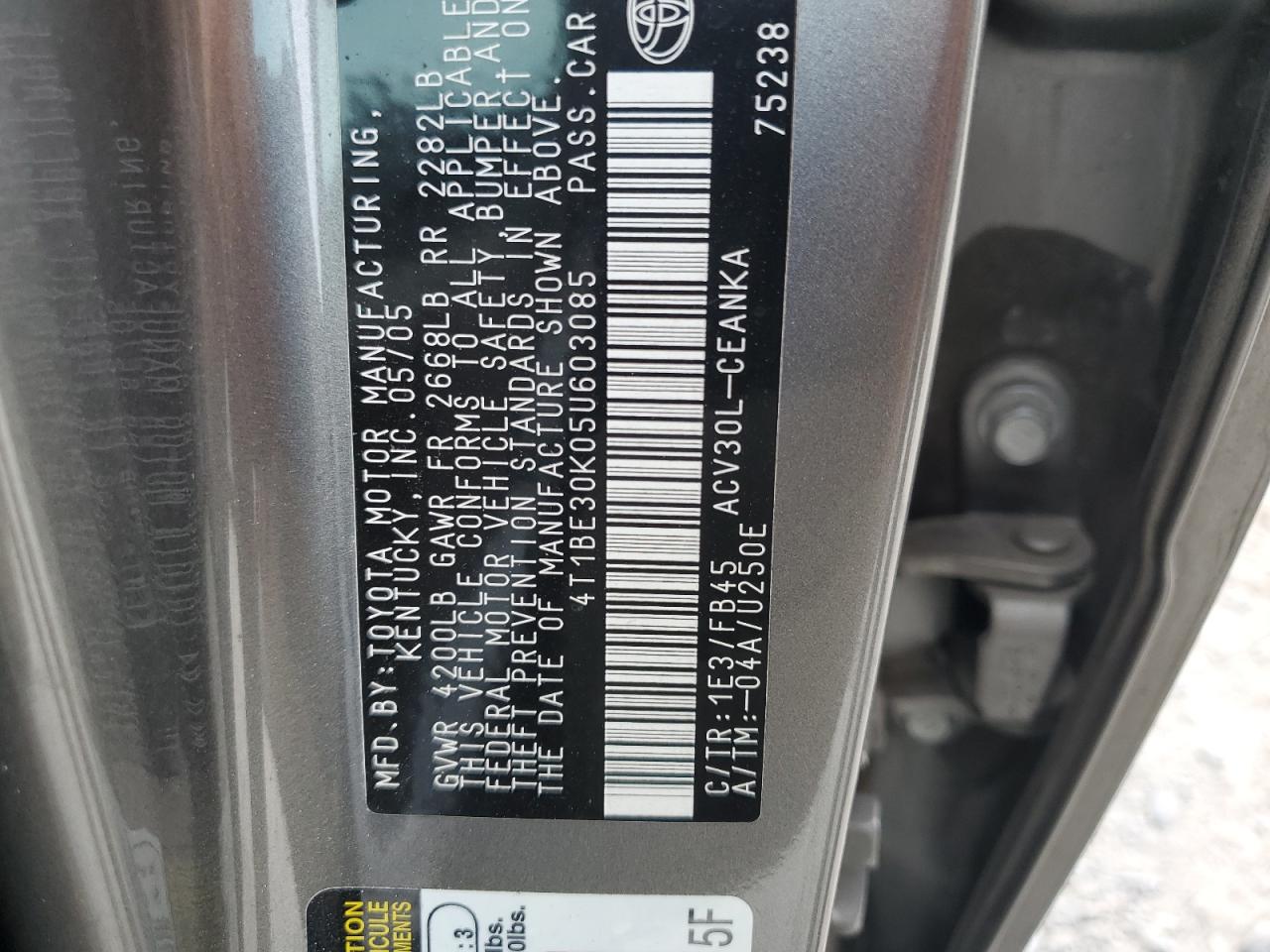 2005 Toyota Camry Le VIN: 4T1BE30K05U603085 Lot: 67520184