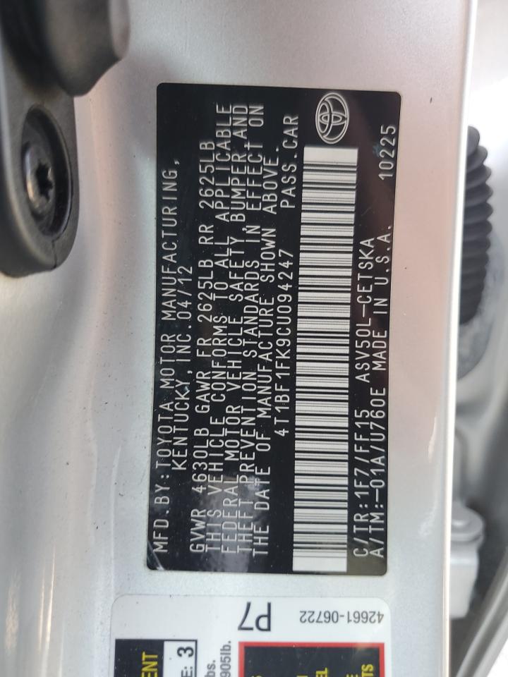 4T1BF1FK9CU094247 2012 Toyota Camry Base