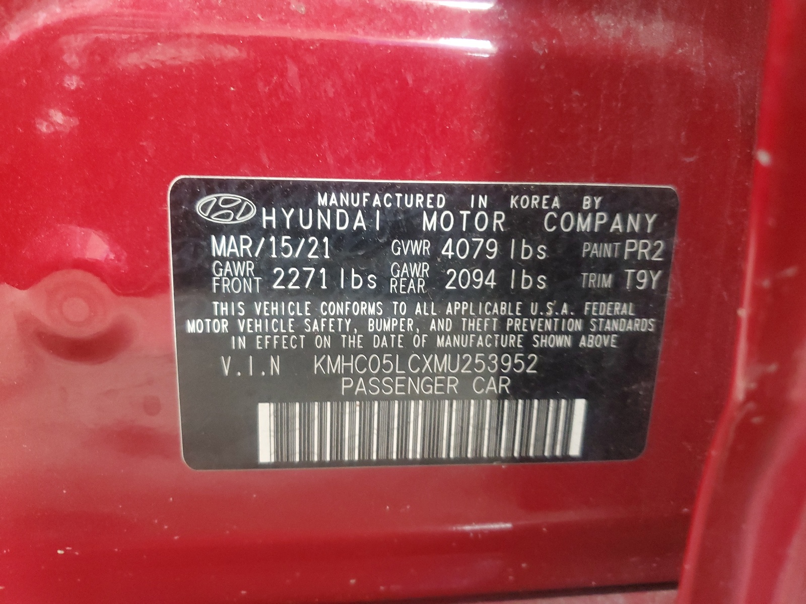 KMHC05LCXMU253952 2021 Hyundai Ioniq Limited