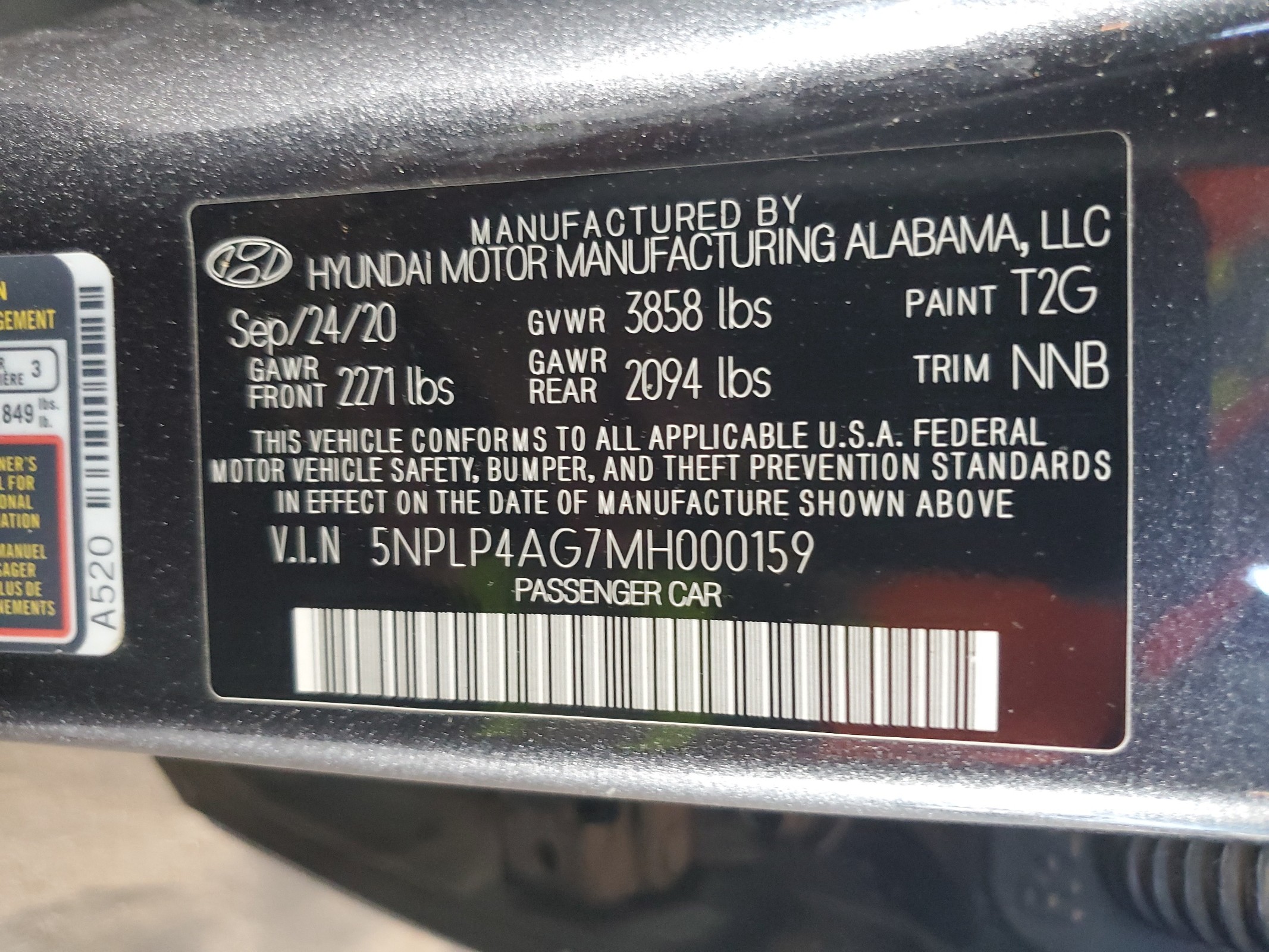 5NPLP4AG7MH000159 2021 Hyundai Elantra Limited