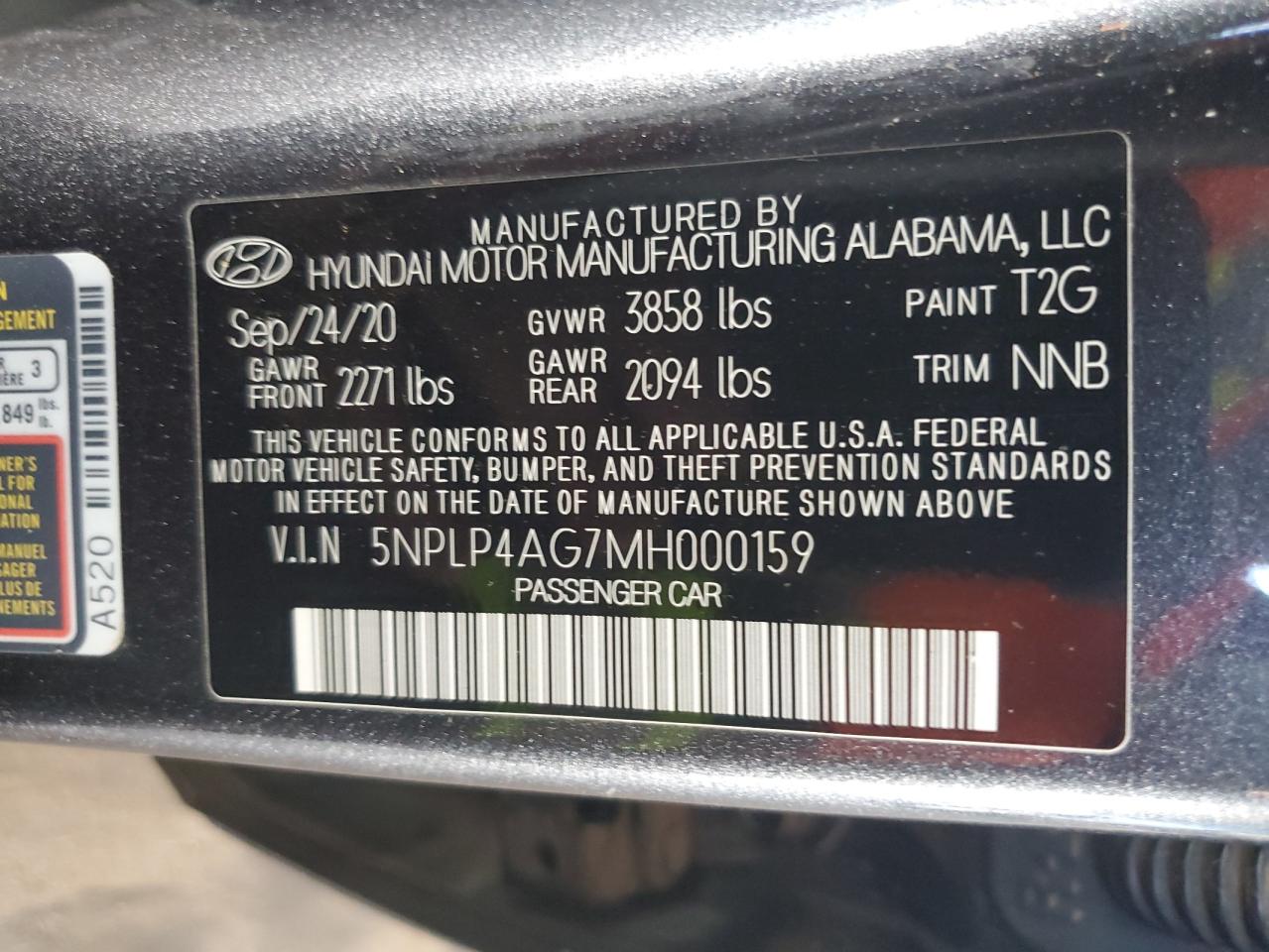 5NPLP4AG7MH000159 2021 HYUNDAI ELANTRA - Image 12