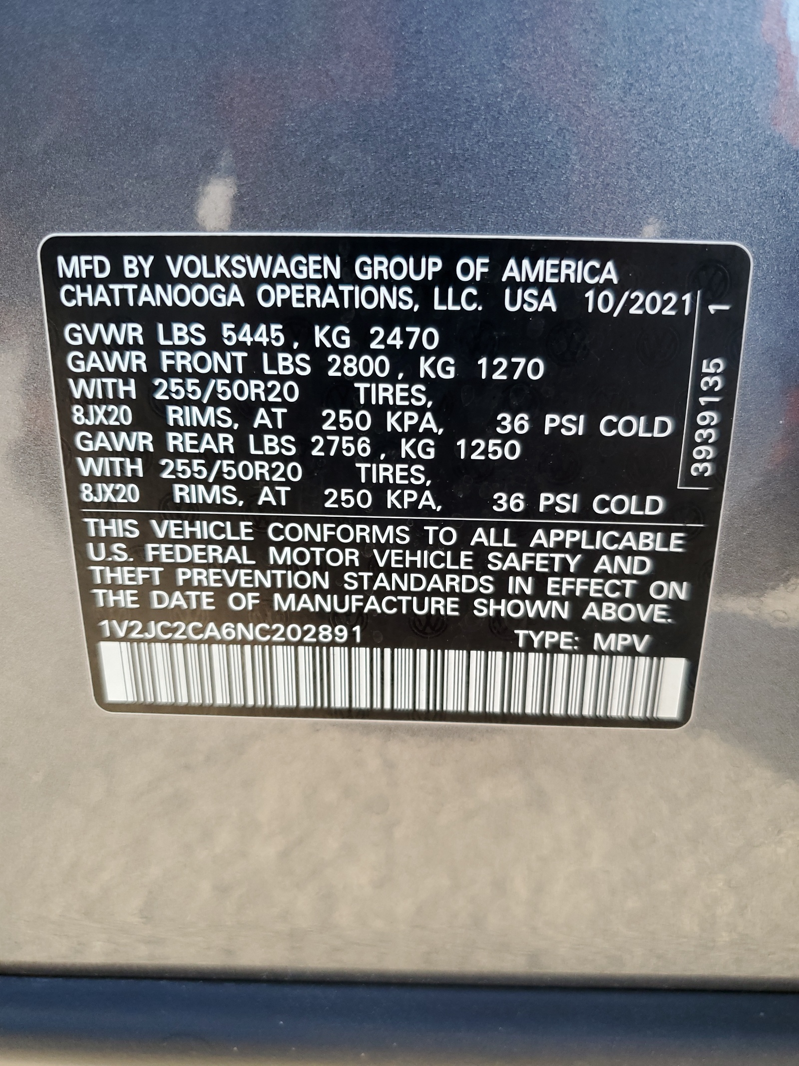 1V2JC2CA6NC202891 2022 Volkswagen Atlas Cross Sport Se