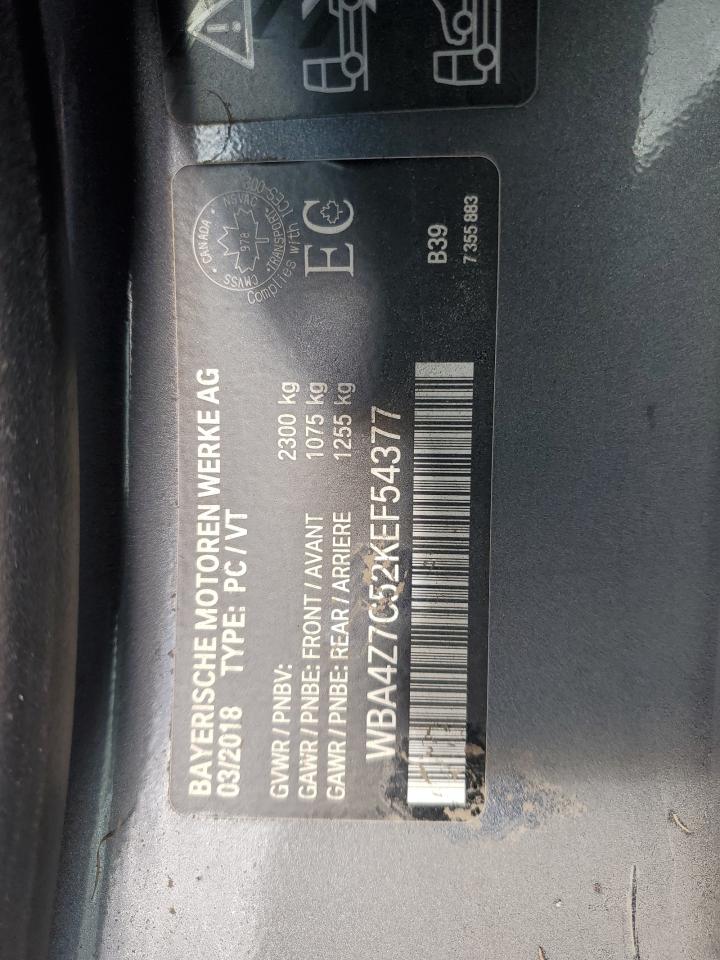 2019 BMW 440Xi VIN: WBA4Z7C52KEF54377 Lot: 68978124