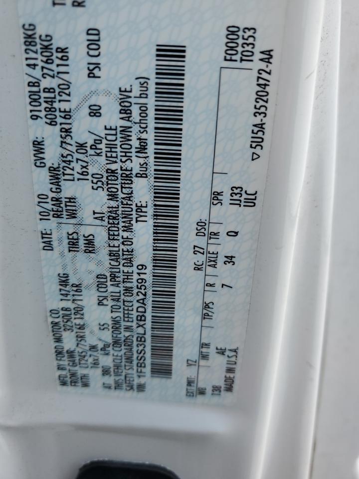 2011 Ford Econoline E350 Super Duty Wagon VIN: 1FBSS3BLXBDA25919 Lot: 65181394