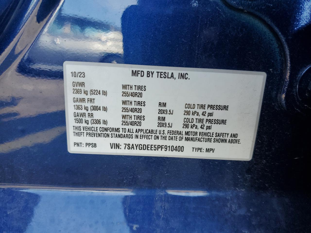 7SAYGDEE5PF910400 Tesla Model Y  12