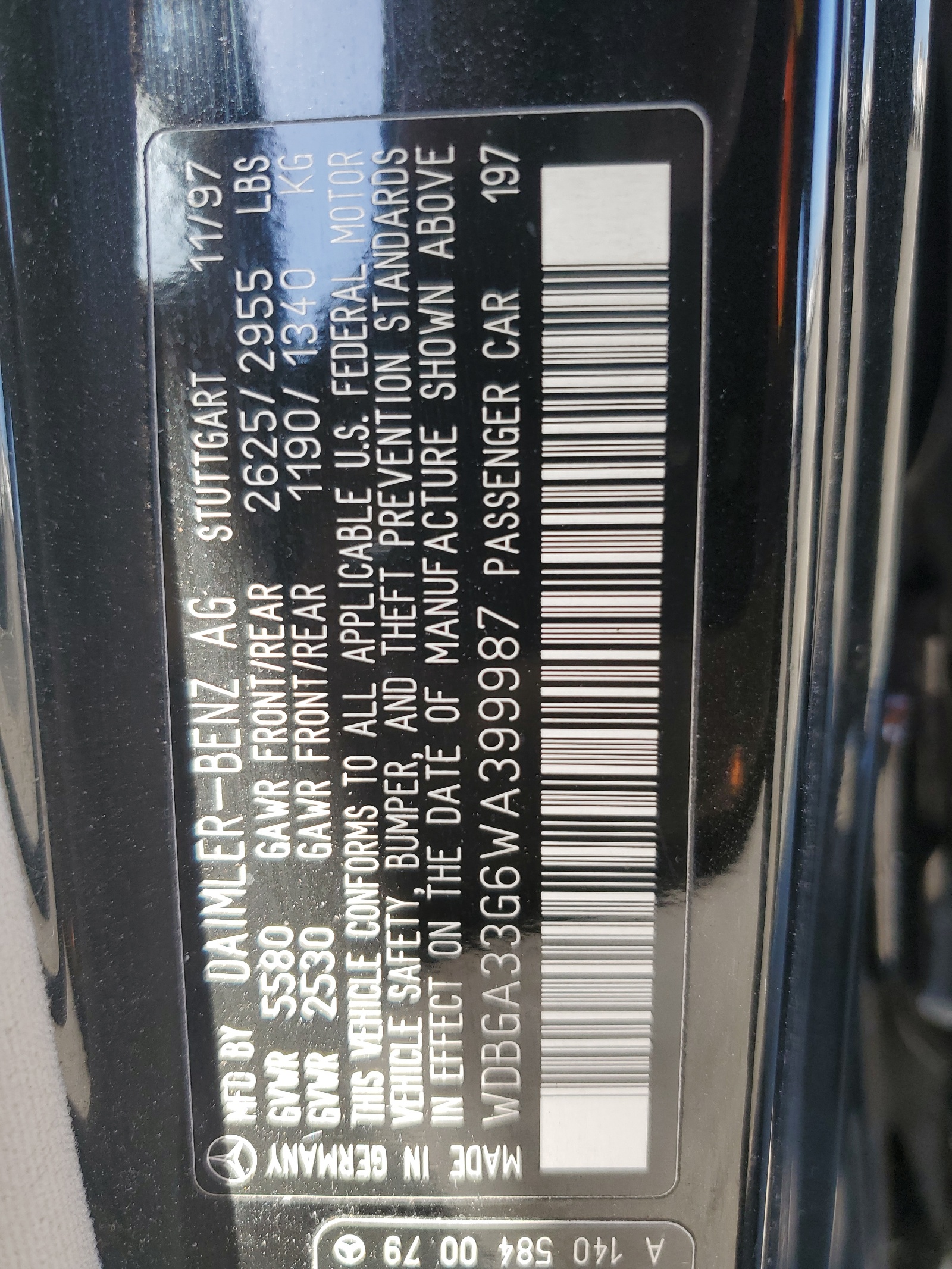 WDBGA33G6WA399987 1998 Mercedes-Benz S 320