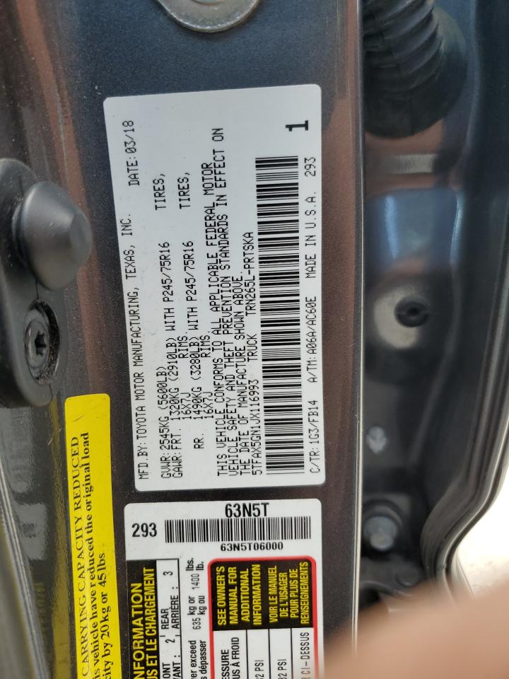 5TFAX5GN1JX116993 2018 Toyota Tacoma Double Cab