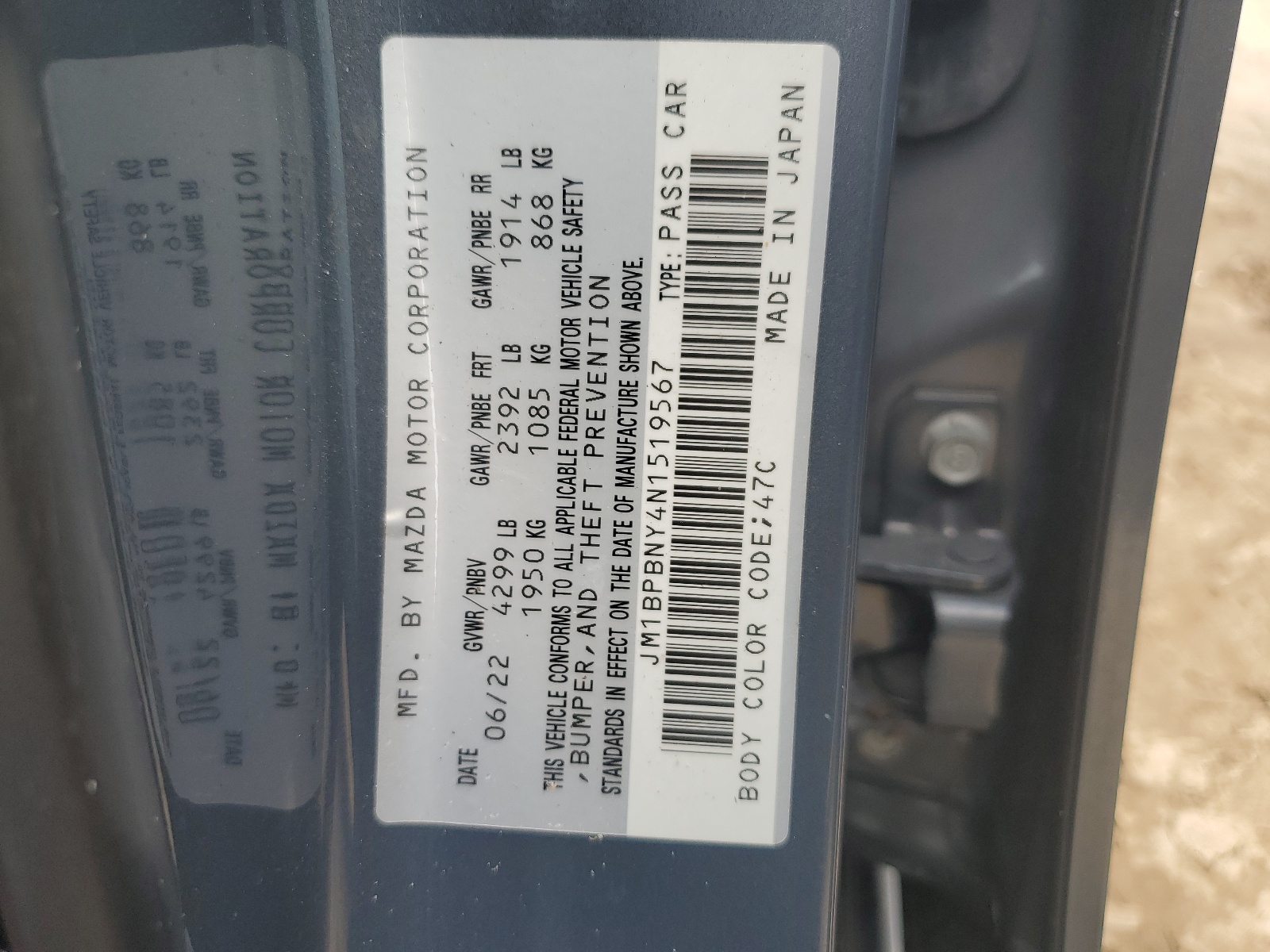 JM1BPBNY4N1519567 2022 Mazda 3 Premium Plus