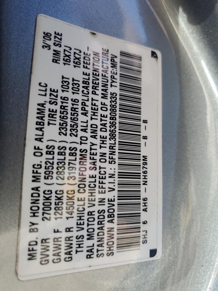 5FNRL38636B088335 2006 Honda Odyssey Exl