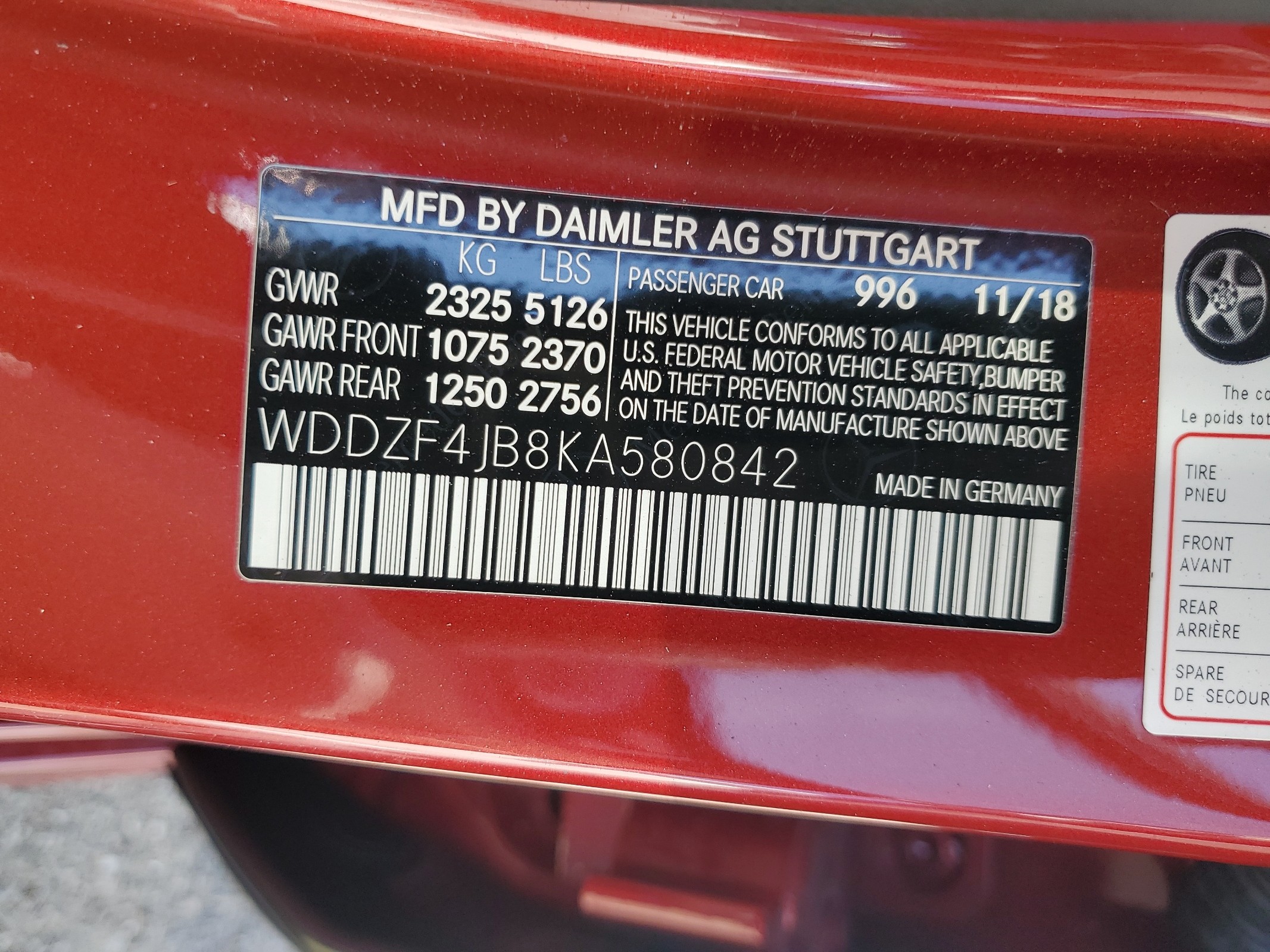 WDDZF4JB8KA580842 2019 Mercedes-Benz E 300