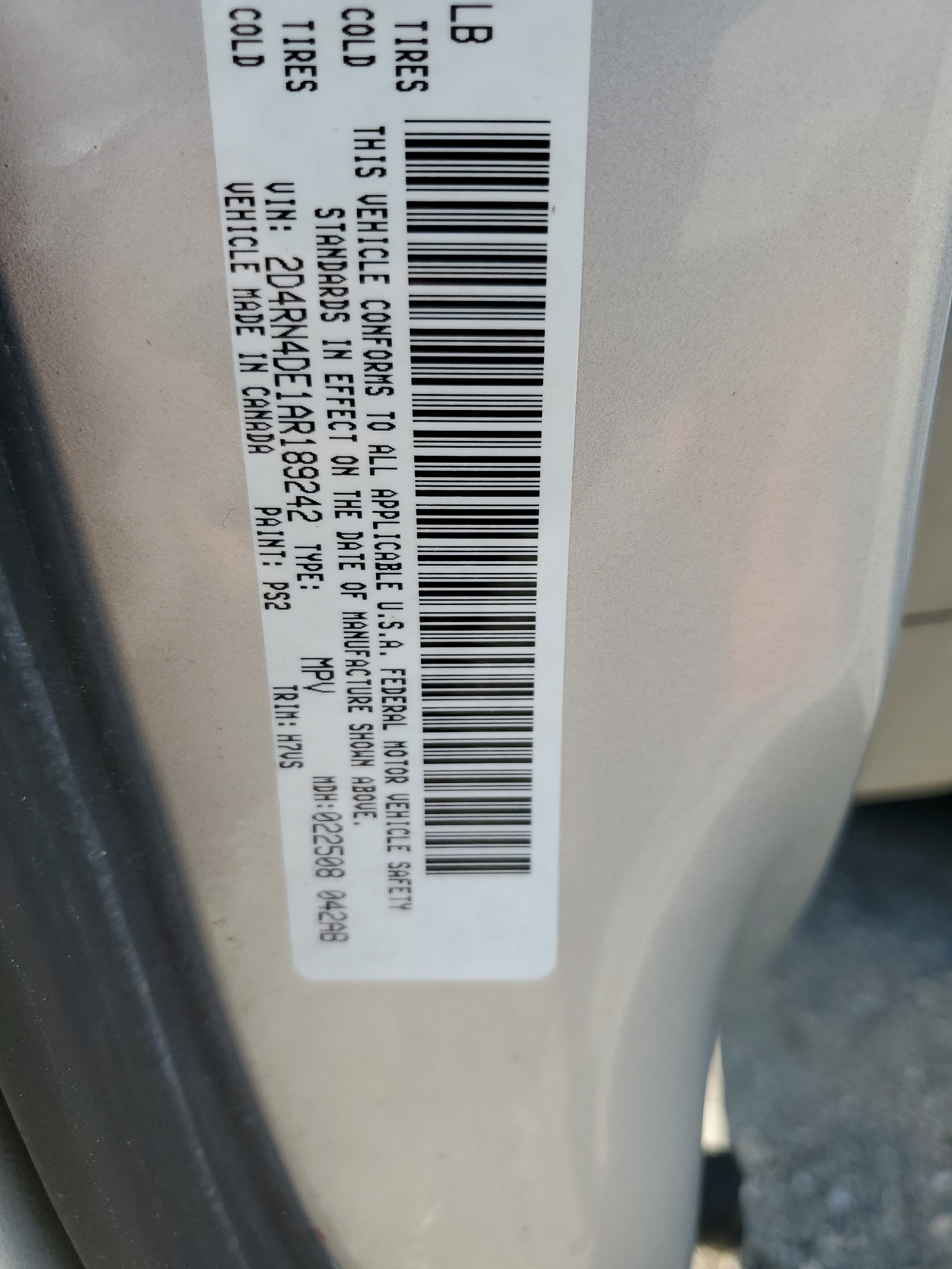 2D4RN4DE1AR189242 2010 Dodge Grand Caravan Se