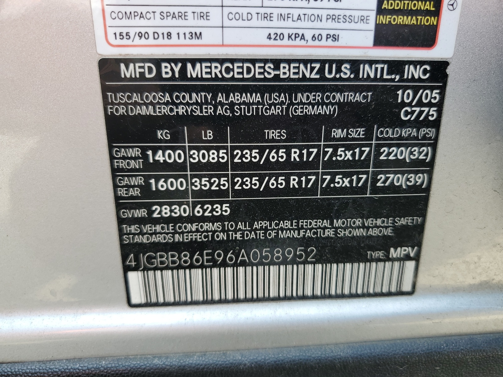 4JGBB86E96A058952 2006 Mercedes-Benz Ml 350