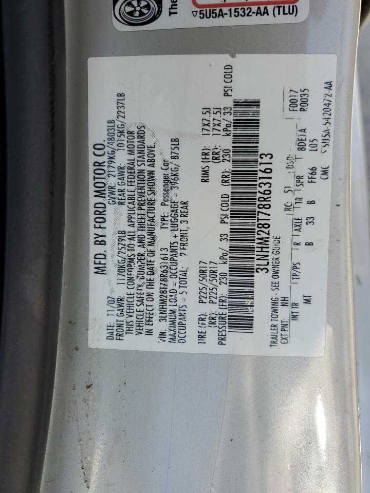 3LNHM28T78R631613 2008 Lincoln Mkz