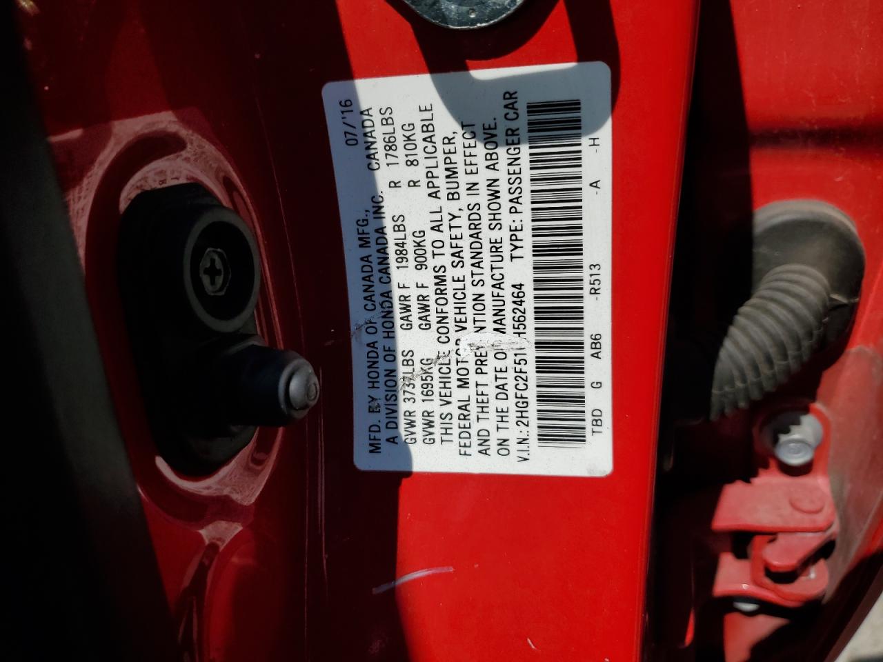 2HGFC2F51GH562464 2016 Honda Civic Lx