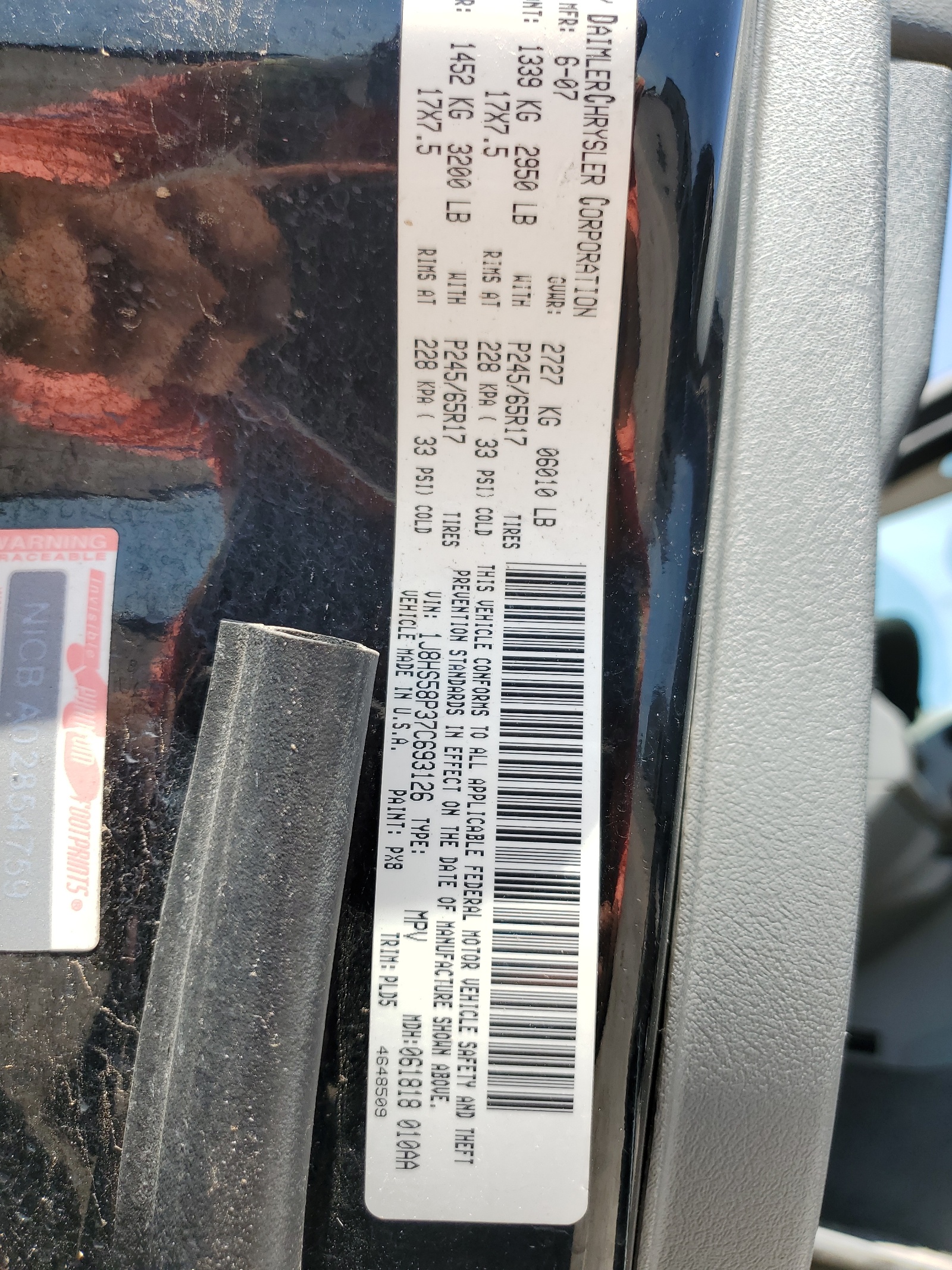 1J8HS58P37C693126 2007 Jeep Grand Cherokee Limited