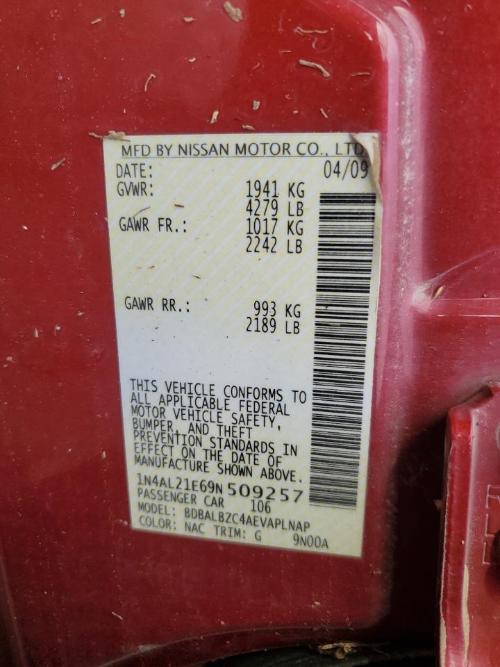 2009 Nissan Altima 2.5 VIN: 1N4AL21E69N509257 Lot: 67366844