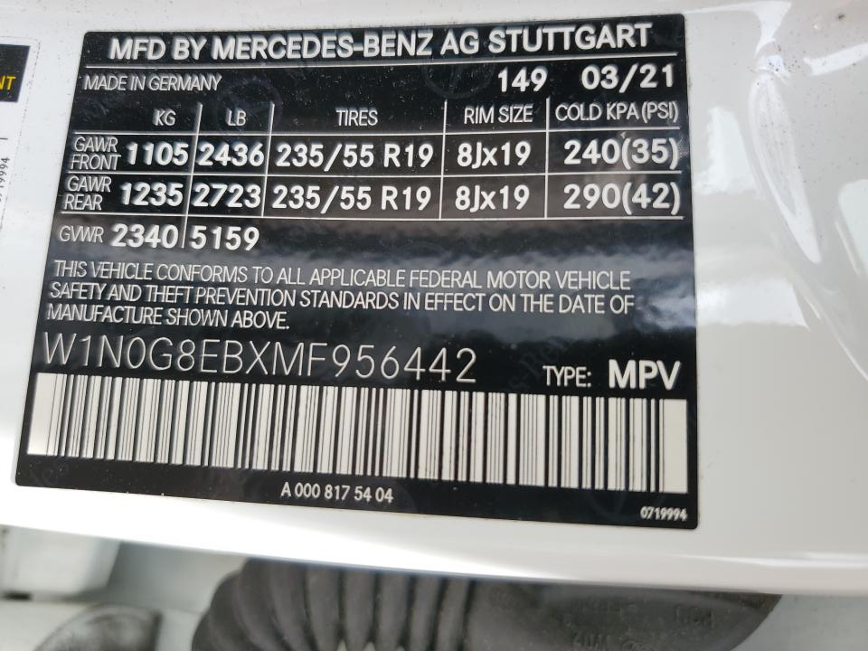 W1N0G8EBXMF956442 2021 Mercedes-Benz Glc 300 4Matic