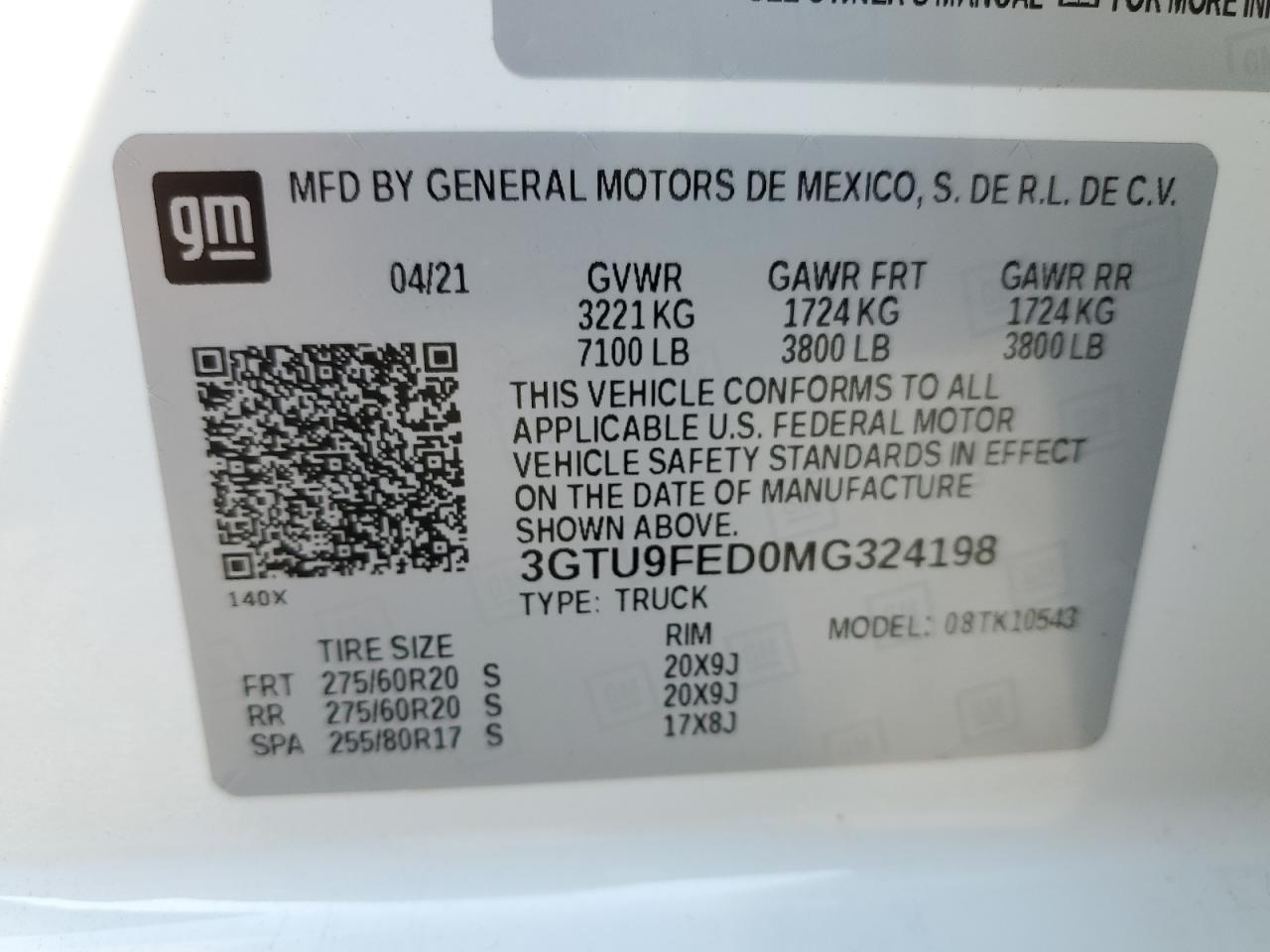 2021 GMC Sierra K1500 Denali VIN: 3GTU9FED0MG324198 Lot: 68478884