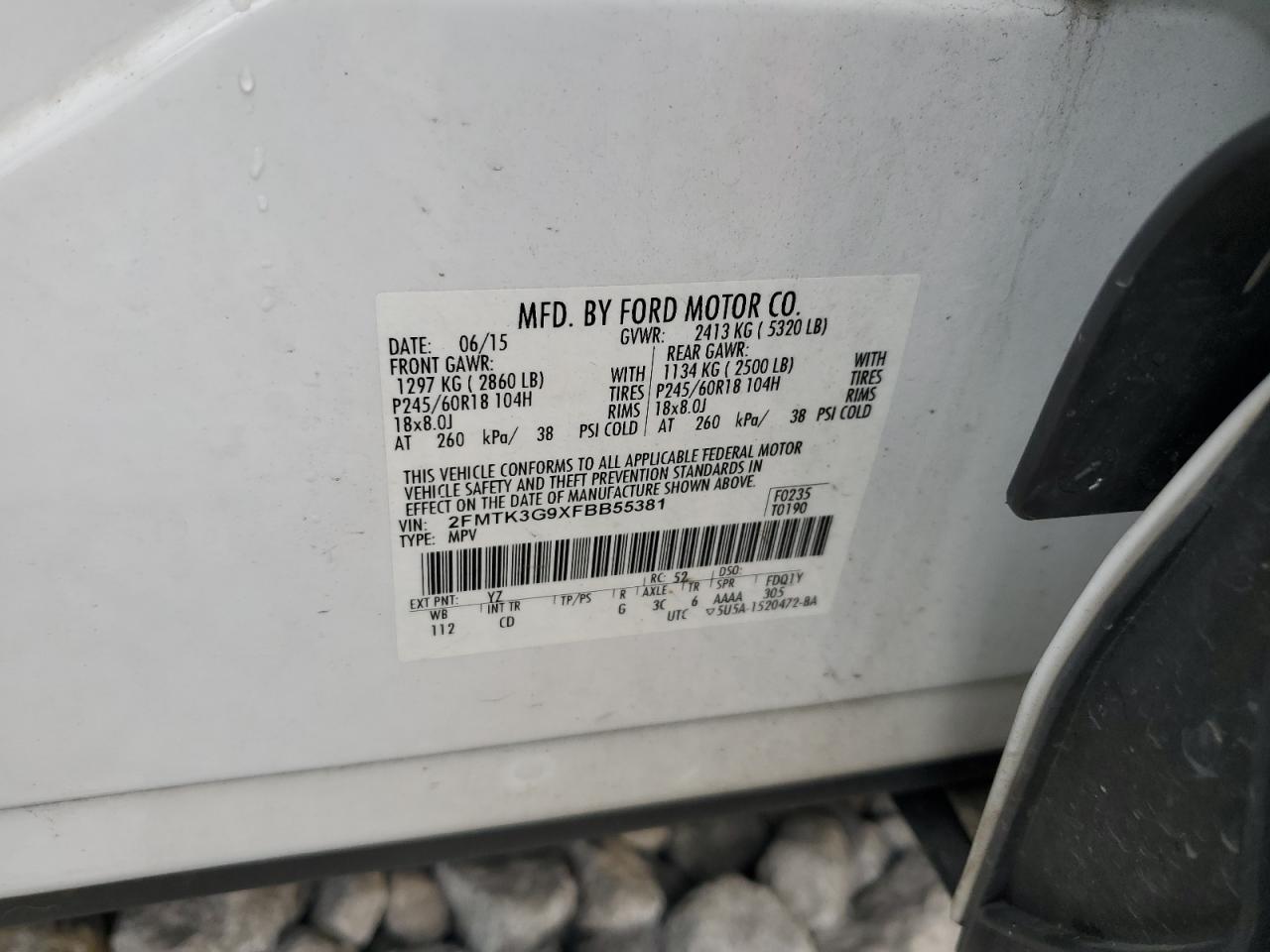 2FMTK3G9XFBB55381 2015 Ford Edge Se