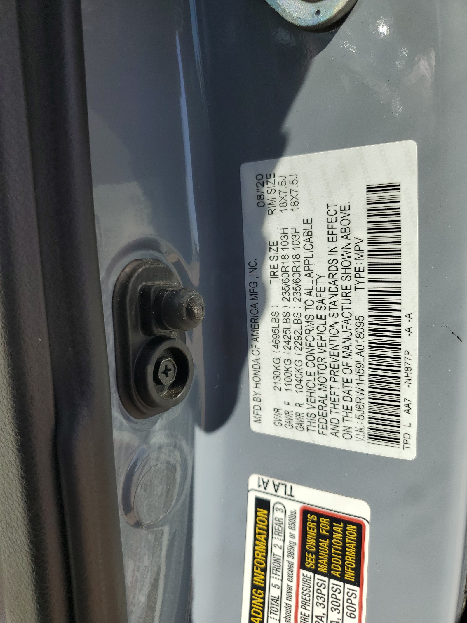 5J6RW1H59LA018095 2020 Honda Cr-V Ex