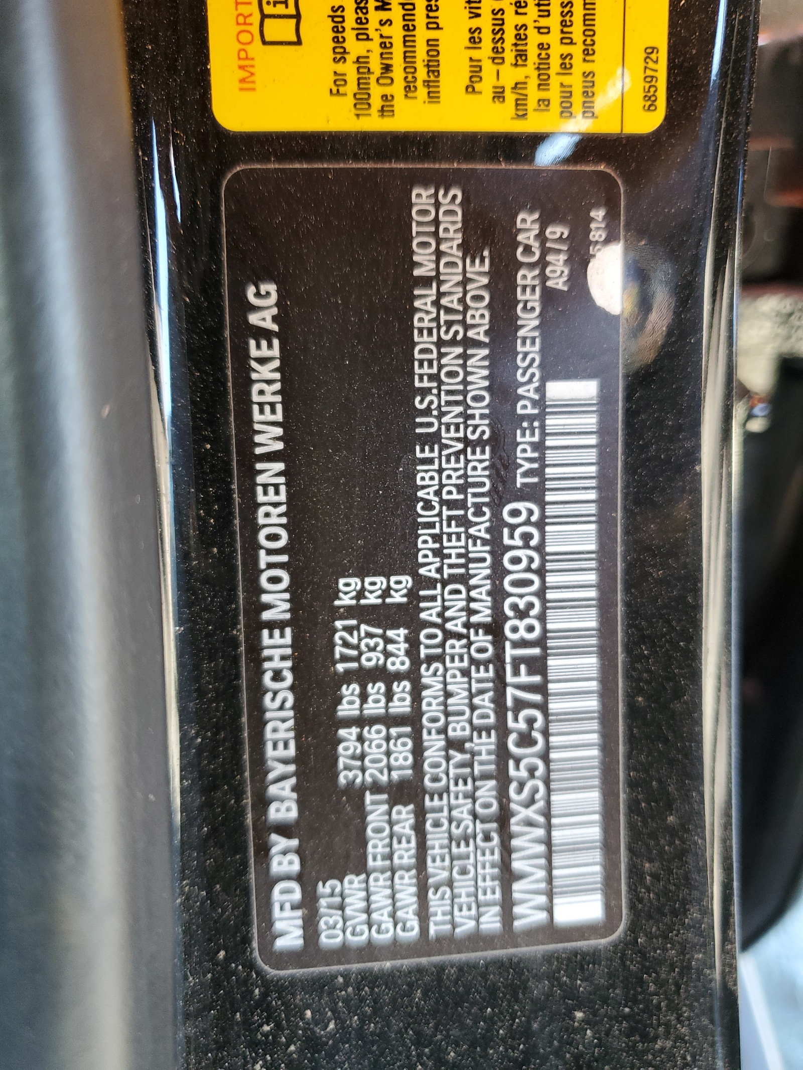 WMWXS5C57FT830959 2015 Mini Cooper