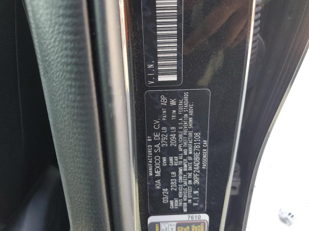 3KPF24AD8RE781108 2024 Kia Forte Lx