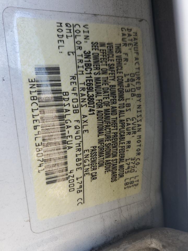 2009 Nissan Versa S VIN: 3N1BC11E69L380741 Lot: 65261794