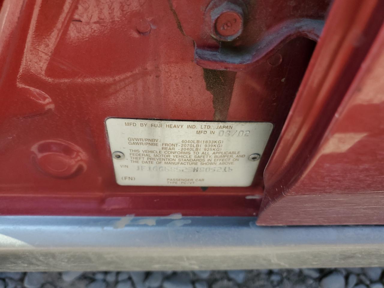 2003 Subaru Impreza Outback Sport VIN: JF1GG68523H805216 Lot: 65547514