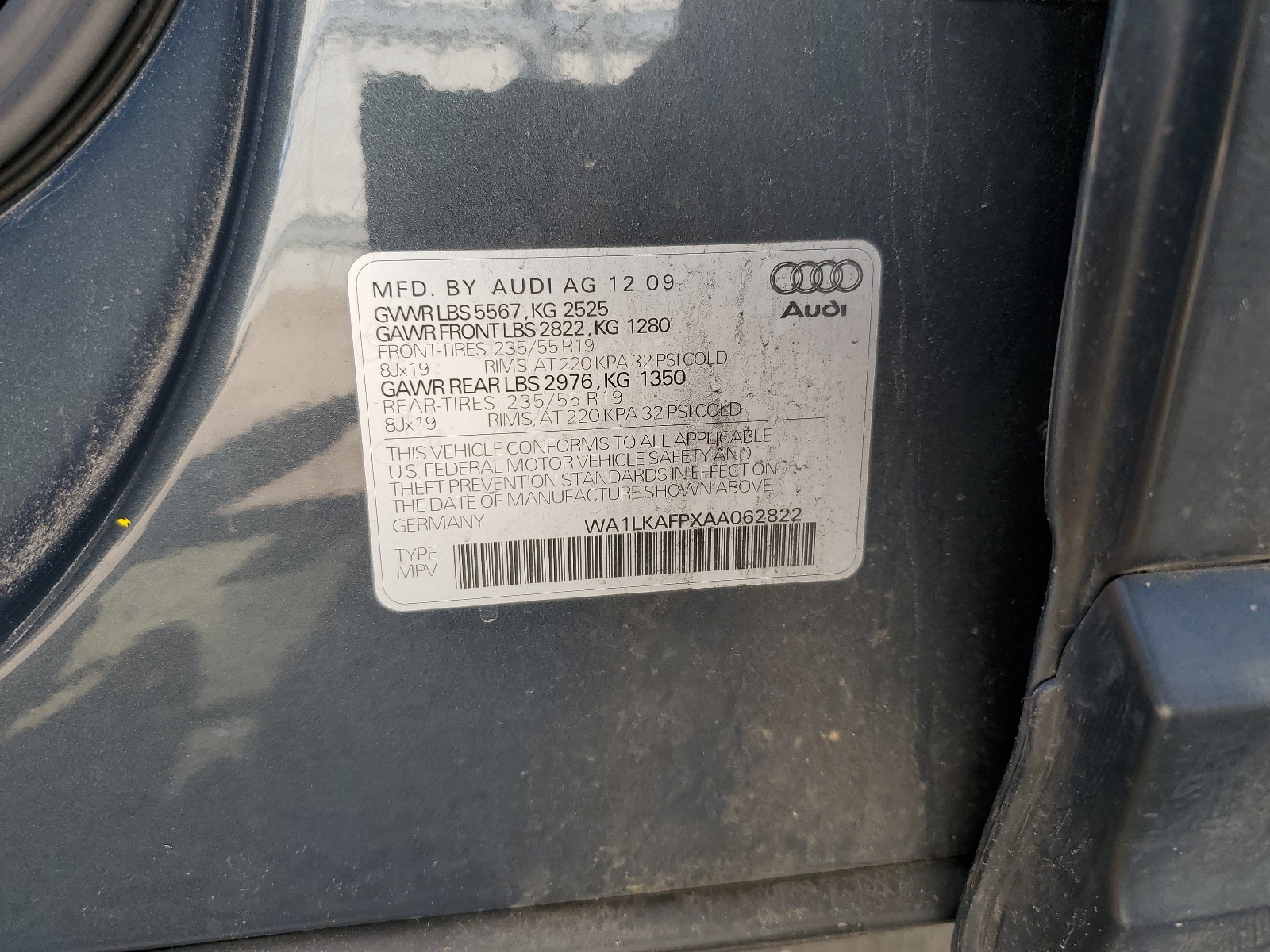 WA1LKAFPXAA062822 2010 Audi Q5 Premium Plus