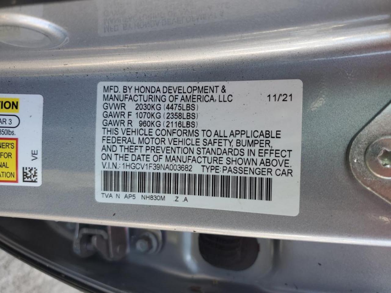 1HGCV1F39NA003682 2022 HONDA ACCORD - Image 13