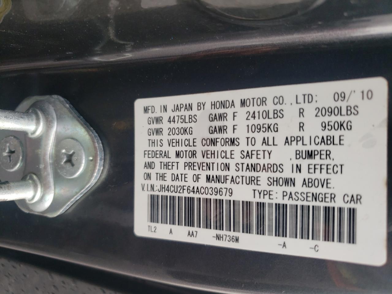 JH4CU2F64AC039679 2010 Acura Tsx