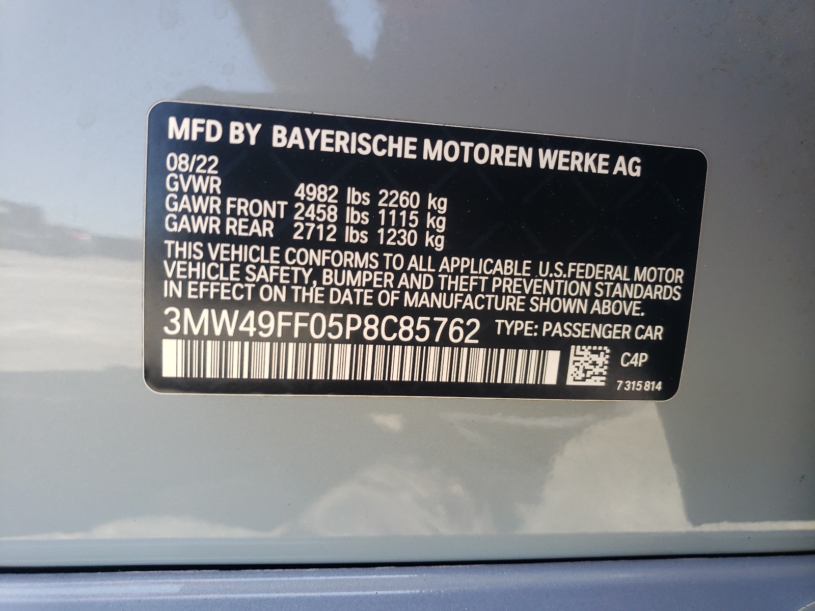 3MW49FF05P8C85762 2023 BMW M340Xi
