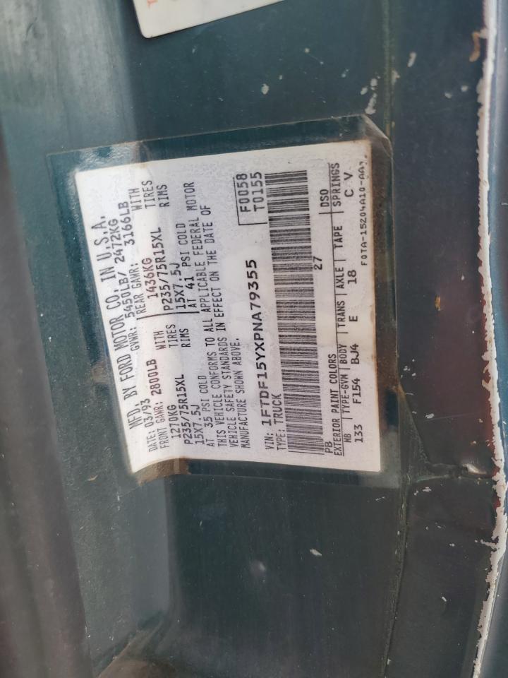 1993 Ford F150 VIN: 1FTDF15YXPNA79355 Lot: 65718034