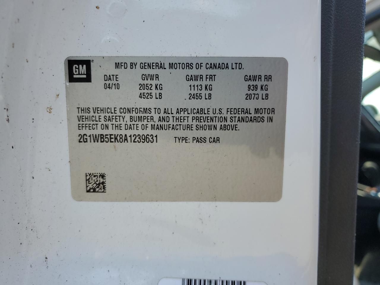 2010 Chevrolet Impala Lt VIN: 2G1WB5EK8A1239631 Lot: 64858634