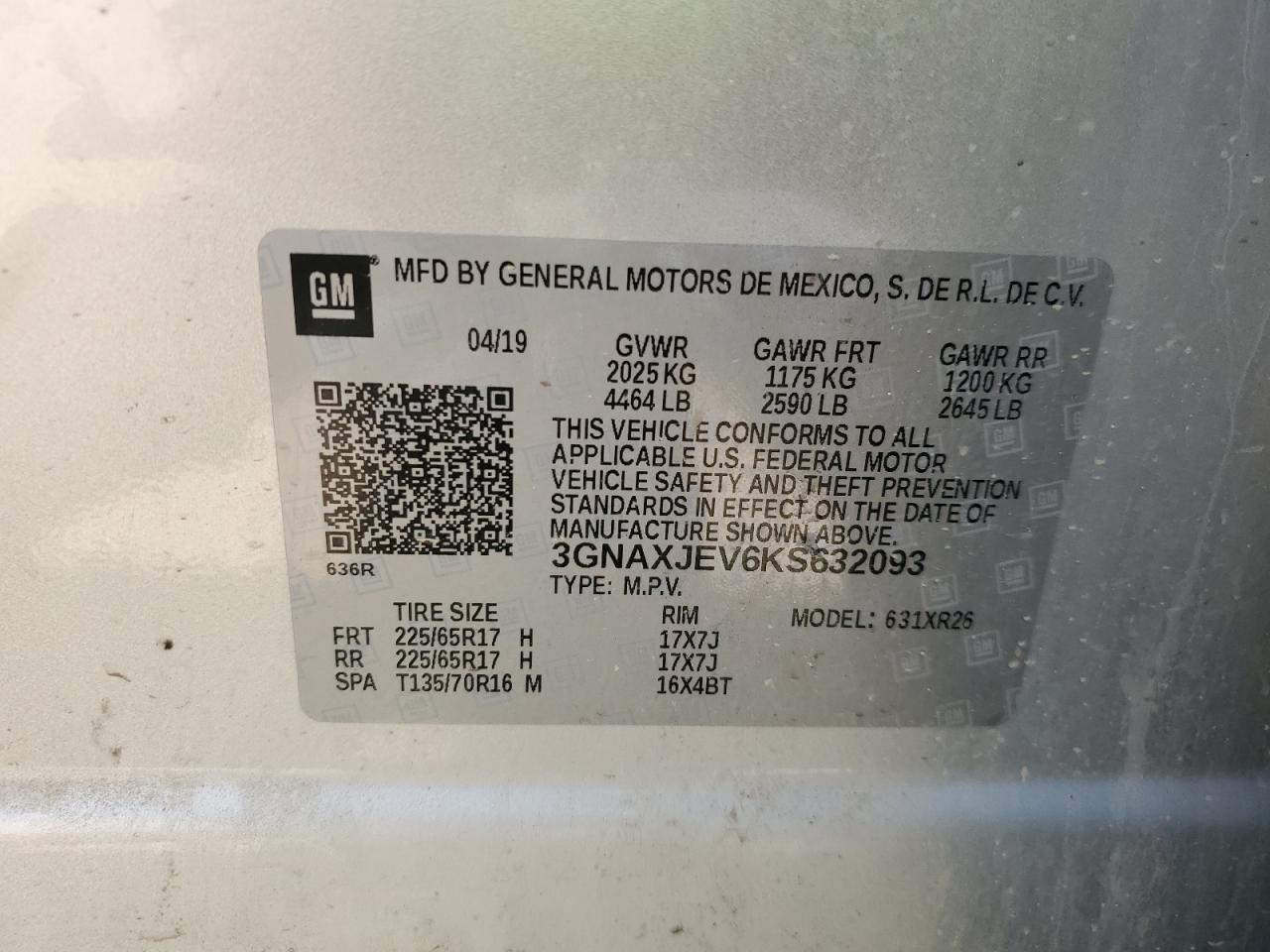 3GNAXJEV6KS632093 2019 CHEVROLET EQUINOX - Image 14