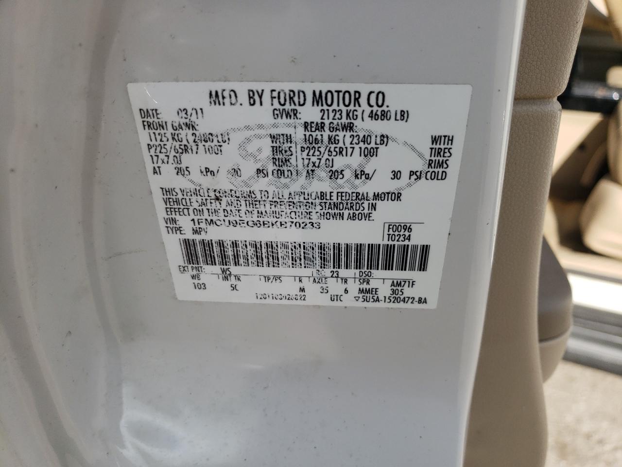 2011 Ford Escape Limited VIN: 1FMCU9EG6BKB70233 Lot: 67830674