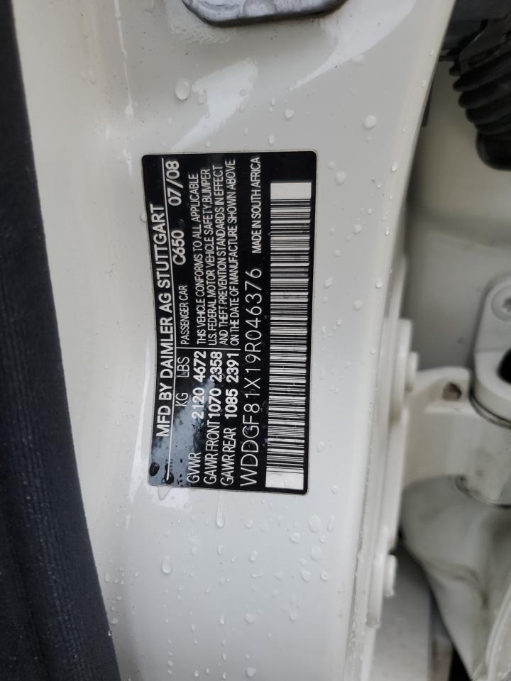 2009 Mercedes-Benz C 300 4Matic VIN: WDDGF81X19R046376 Lot: 66748184