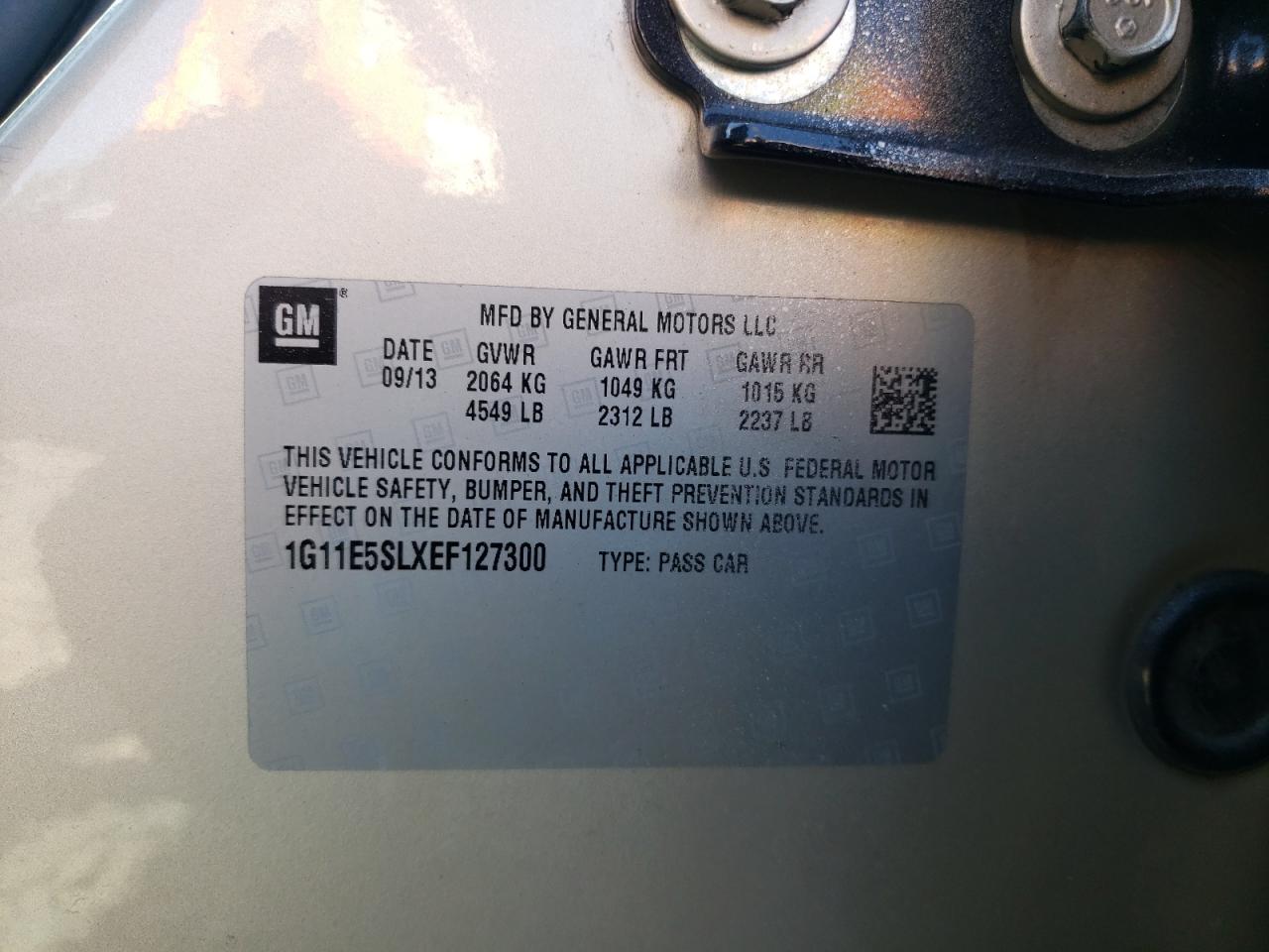 2014 Chevrolet Malibu 2Lt VIN: 1G11E5SLXEF127300 Lot: 68344444