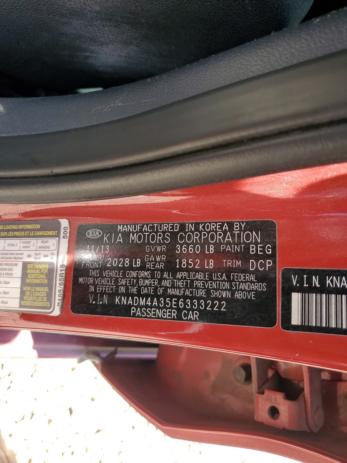 KNADM4A35E6333222 2014 Kia Rio Lx