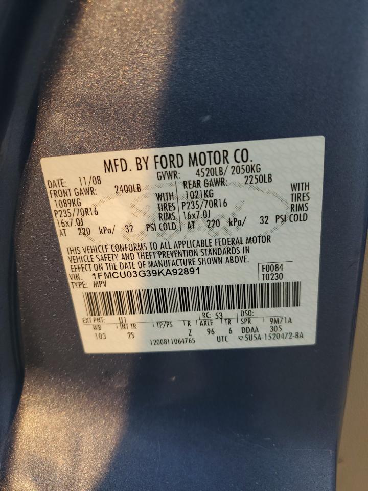 2009 Ford Escape Xlt VIN: 1FMCU03G39KA92891 Lot: 69074064