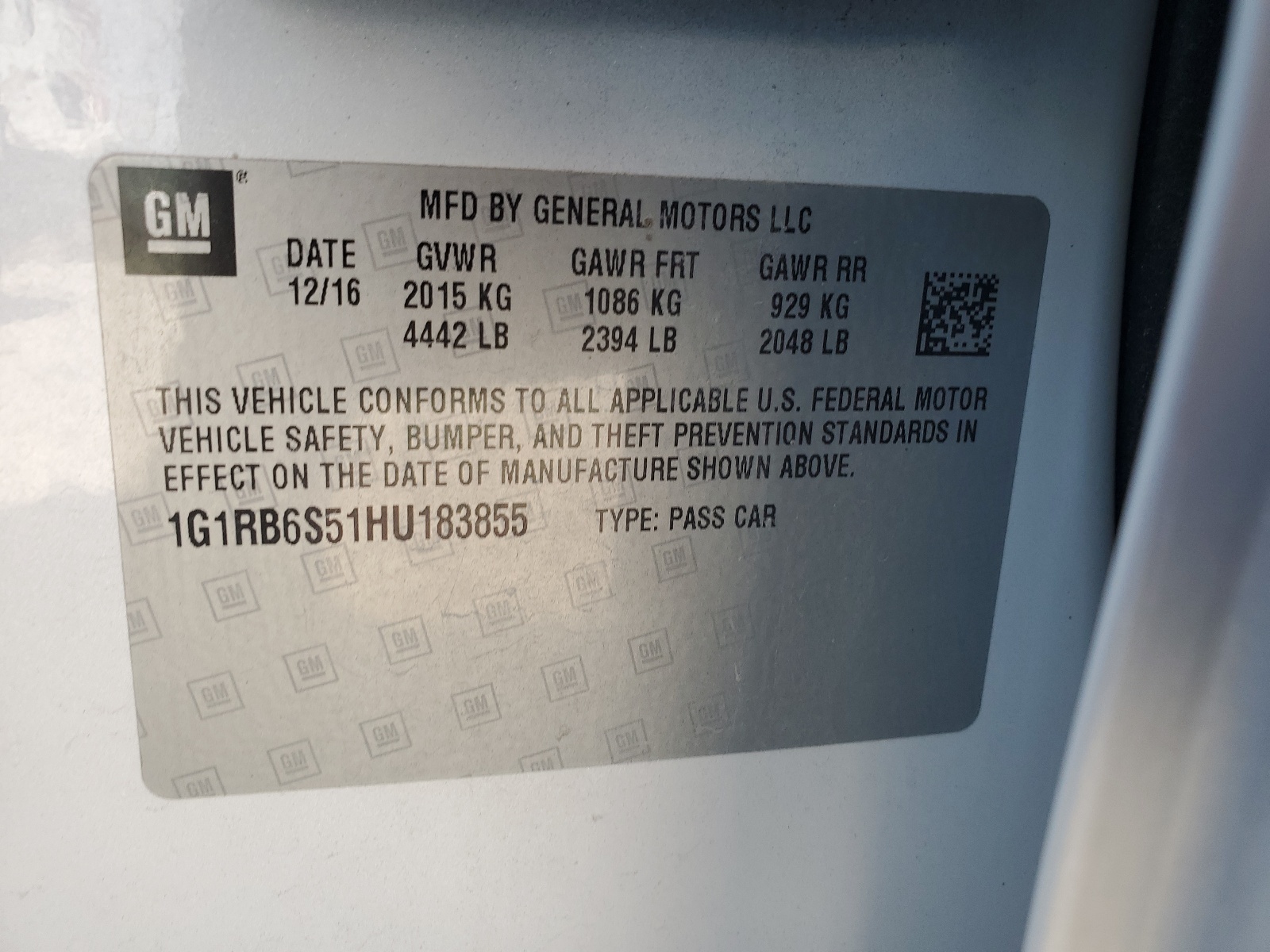 1G1RB6S51HU183855 2017 Chevrolet Volt Premier